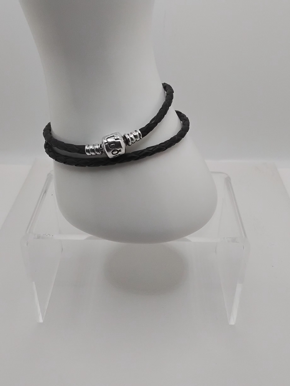 Authentic Pandora Black Leather Double-Wrap Bracelet - EUC - Picture 9 of 10